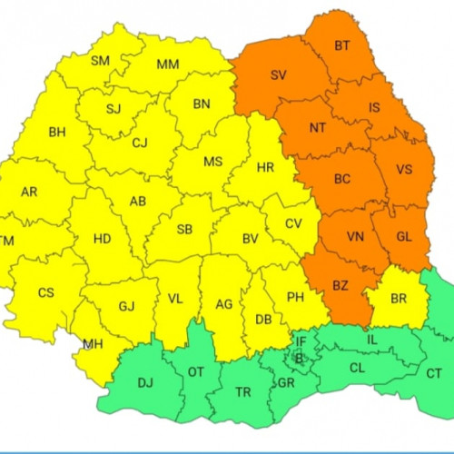 Avertizare meteorologică: Cod portocaliu de ploi torențiale în estul României