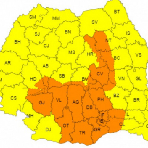 Cod galben și cod portocaliu de ploi și furtuni pentru România