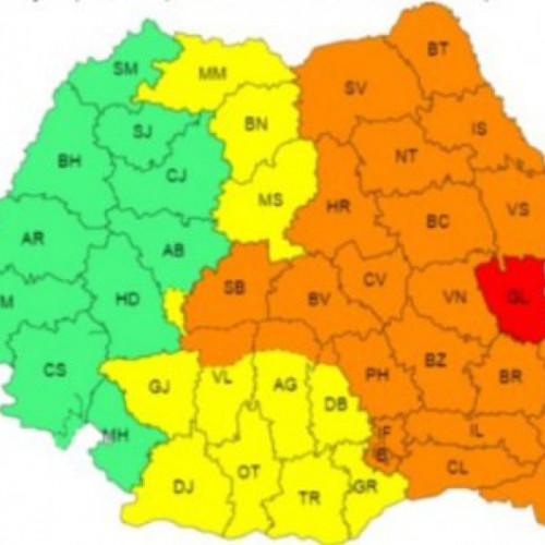 Avertizare de cod roșu pentru județul Galați, din cauza ploilor torențiale