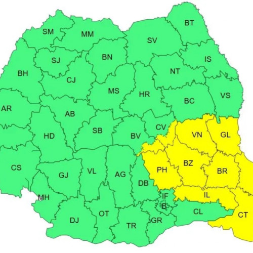 Avertizări meteo cod galben pentru ninsori și vânt puternic în România