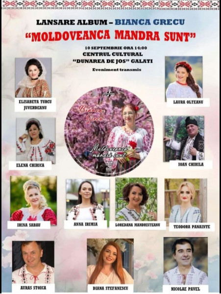 Bianca Grecu își lansează primul album Moldoveacă mândră sunt la Galați