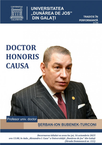 Profesorul Şerban-Ion Bubenek-Turconi va primi titlul de Doctor Honoris Causa la Galaţi