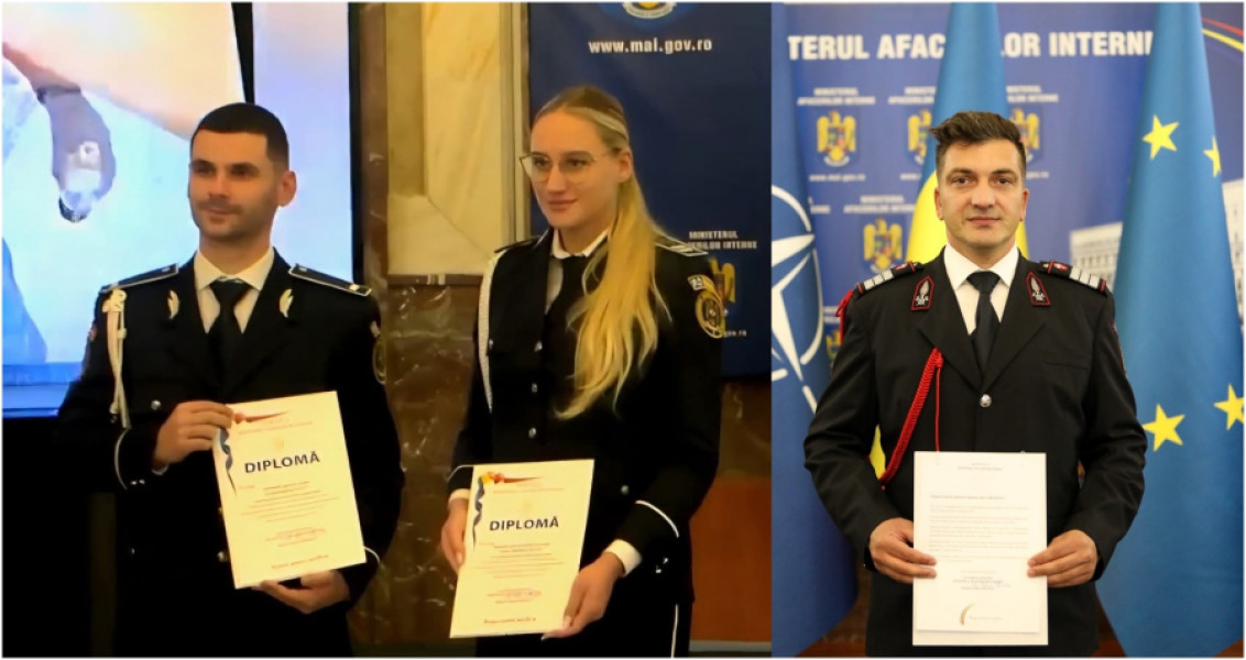 Doi polițiști și un pompier din Galați au fost recompensați pentru curaj și devotament