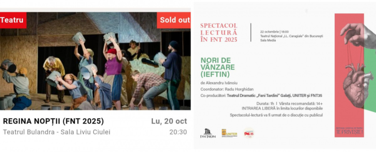 Teatrul Fani Tardini din Galaţi prezintă două spectacole la Festivalul Naţional de Teatru