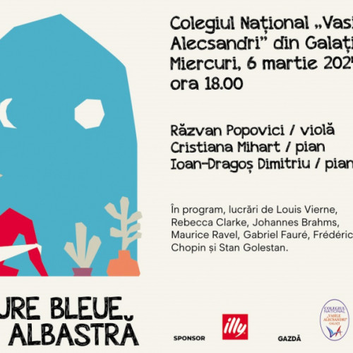 Concert de muzică clasică la Colegiul „Vasile Alecsandri”. SoNoRo Conac vine în Galaţi - Ediţia XII - Ora Albastră